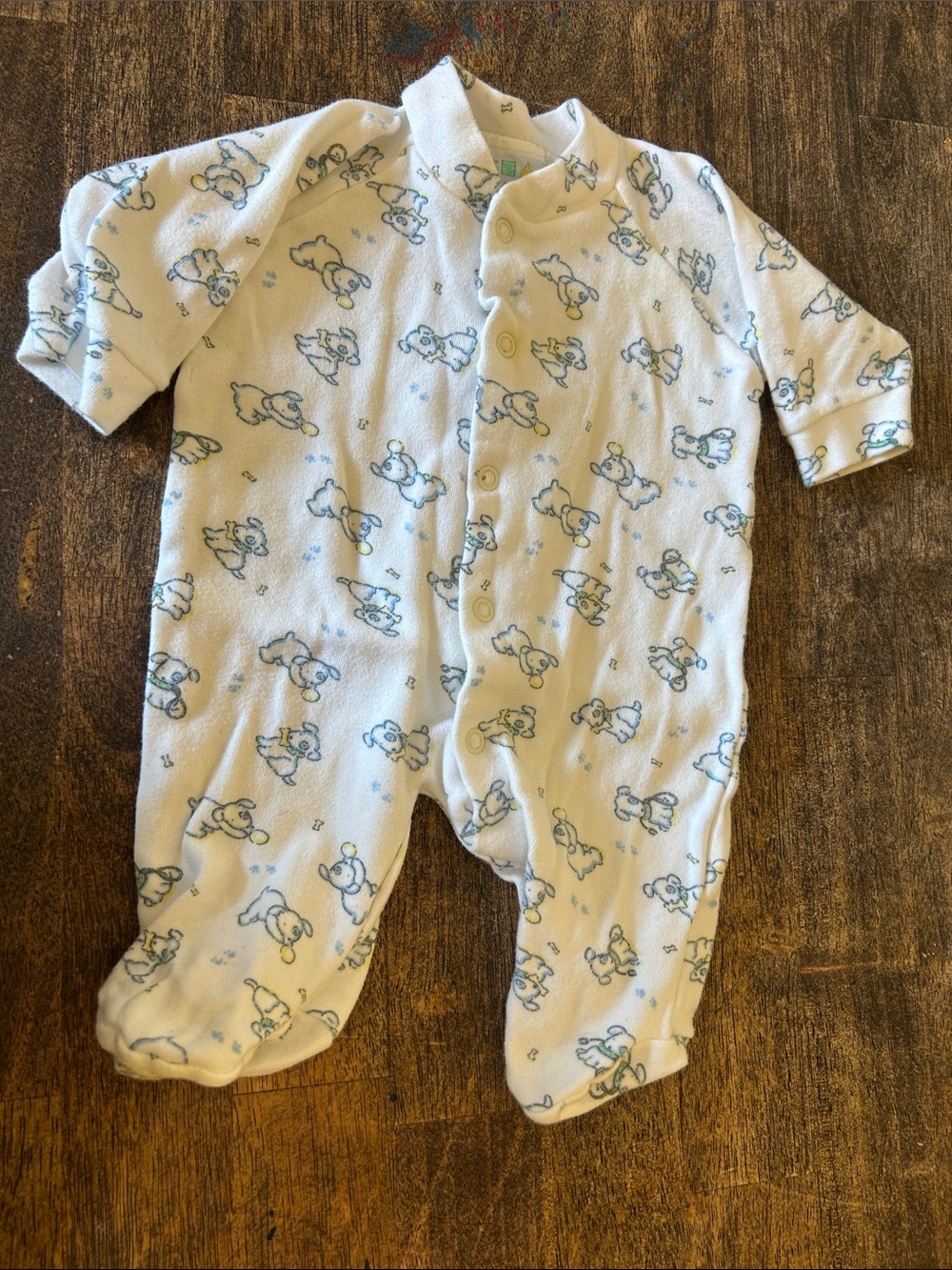 miniwear White Footed One-Piece with Blue Duck Print